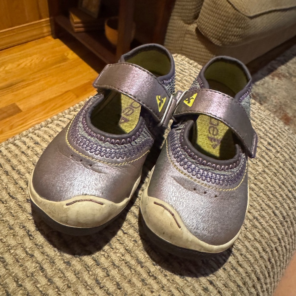 PLAE purple and green shoes